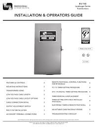 Es 150 Installation Instructions Vista Professional Outdoor Lighting Manualzz