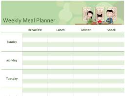 018 Free Meal Planner Template Download Monthly Plan