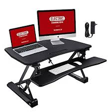Best dual monitor standing desk: Buy Taotronics 36 Electric Stand Up Desk Adjustable Standing Desk Converter Sit To Stand Desk Riser With Germany Made Motor Dual Tier Monitor Stand With Noiseless Design No Tools Required Online