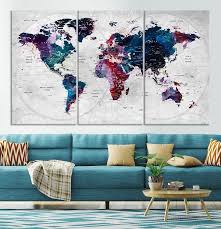 World Map Wall Art Canvas Print In 2022