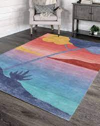 obeetee hand tufted sunset print carpet