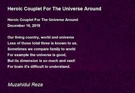 heroic couplet for the universe around
