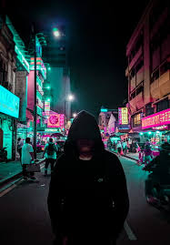 Isolated on black royalty free stock photos. Man In Black Hoodie Walking On Street During Night Time Hd Mobile Wallpaper Peakpx