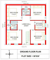 30x30 House Plan 4bhk 30x30 House