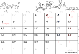 Gratis kalender med helligdager for 2021 eller et valgfritt år. Almanacka April 2021 Skriva Ut Gratis Utskrivbara Pdf