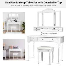 dressing table with tri folding mirror