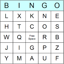 alphabet upper case bingo cards