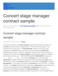 Stage Manager Contract Fill Online Printable Fillable