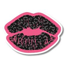 leopard print kiss lips decal