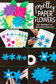 I especially love the realistic center bud. Pretty Paper Flowers Free Printables Six Clever Sisters