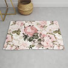 Shabby Chic Sepia Pink Roses Rug