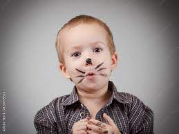 child boy kid with cat makeup humor