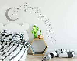 Silver Moon And Little Stars Wall Decal