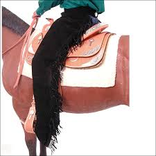 X Large Tough 1 Suede Leather Equitation Horse Riding Chaps With Fringe Black