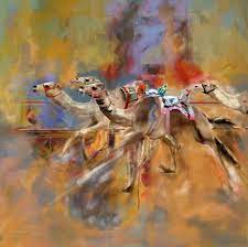 Camel Race Painting Canvas Prints Art