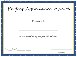 Certificate Of Perfect Attendance Sample Copy Template 2018