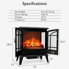 Costway 20 Freestanding Electric Fireplace Heater Stove W Realistic Flame Effect 1400w Black