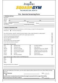 pre exercise screening form pdf