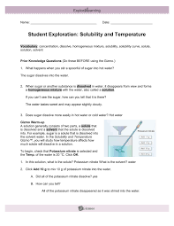 Students are divided into two groups to facilitate completing activity b (exploration guide). M9l2m1solubilitytemperaturegizmo 1