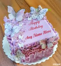 lovely pink erfly birthday cake