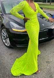prom dress long gown lime green
