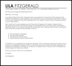 Production Engineer Cover Letter Sample Cover Letter Templates
