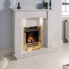 White Marble Gas Fireplace Suite