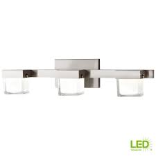 Get free shipping on qualified led lighted bathroom faucets or buy online pick up in store today in the bath department. Home Decorators Collection 40 Watt Equivalent 3 Light Brushed Nickel Integrated Led Vanity Light With White Glass 22813 The Home Depot