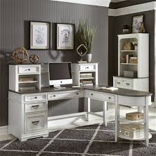 The hutch itself gives room. Allyson Park L Shaped Desk With Hutch In Wirebrushed White Finish By Liberty Furniture 417 Hoj Lsd
