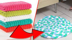 diy towel bathmat rug recycle old