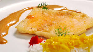 pan fried sole fish and saffron rice
