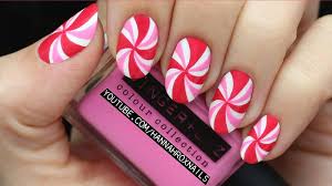 peppermint candy nail red pink nails