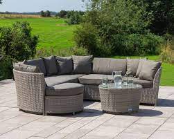 It can seat up to 8 people and features 10cm thick seat cushions and pillow style back cushions for extra comfort. Grey Large Rattan Garden Corner Sofa Valencia Range Rattan Direct