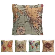 Us 6 39 Colorful World Map Cushion Cover Decorative Pillow For Sofa Car Covers Navigation Chart Pillow Case Linen Home Decor Pillowcase In Cushion