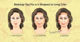 makeup tips for a u shaped or long chin