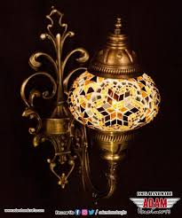 Mosaic Lamp Wall Sconce Gold Amber