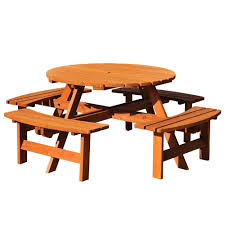 Outsunny 8 Seater Round Wooden Pub Bench Picnic Table Garden Chair Dining Table Set For Outdoor Patio Deck Furniture