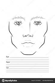 Man Face Chart Makeup Artist Blank Template Illustration