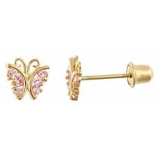 14kt pink erfly back little