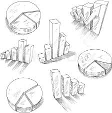 Sketched 3d Charts And Graphs With Stock Vector