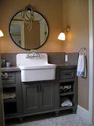 Building a bathroom vanity might sound intimidating but if you can build a box, then you can build this vanity! Awesome Picture Of Popular White Farmhouse Bathroom Vanities Ideas Popular White Fa Bathroom Farmhouse Style Farmhouse Bathroom Vanity Farmhouse Bathroom Sink