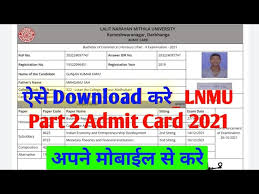 lnmu part 2 admit card 2021 ba