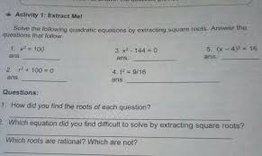 Solve The Following Quadratic Equation