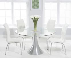 While wood and glass dining tables are easy to match with dining chairs, metal and glass are a little more difficult. Paloma 135cm Round Glass Dining Table With Calgary Chairs