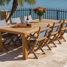 Teak Patio Dining Set With 96x44 Inch
