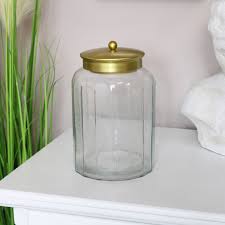 Bronze Lid Tall Glass Sweet Jar With
