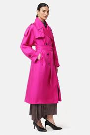 Buy Jigsaw Pink Silk Trench Coat From