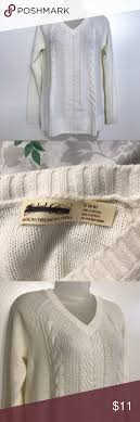 Faded Glory Cream V Neck Cable Knit Sweater New Without Tags