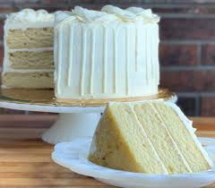 moist vanilla almond cake with creamy