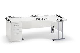 Desk drawer dimensions office size average home exciting. Curved White Cantilever Office Desk And 800mm Deep Desk High Pedestal
